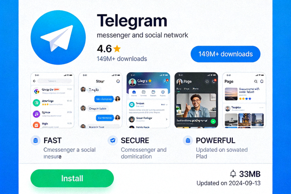 Google Play商店中Telegram官方应用的详情页面