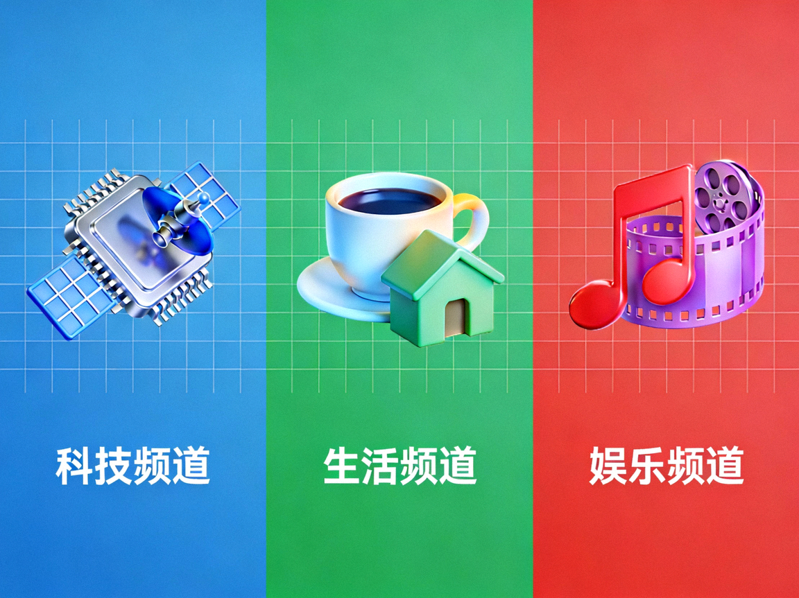 科技、生活、娱乐等多领域频道图标集合