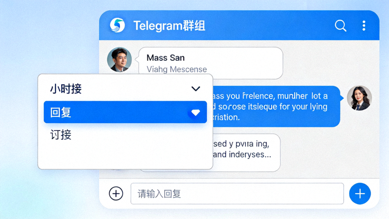 Telegram群组聊天中长按消息并选择‘回复’功能的操作界面截图