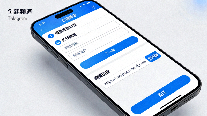 Telegram中文版创建新频道并设置公开链接的界面