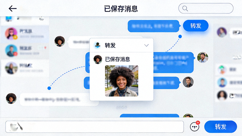 Telegram中文版中‘已保存消息’聊天界面的截图，展示如何转发消息到此处